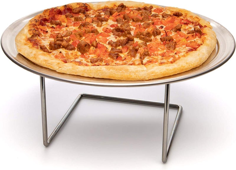 INDIAN DECOR 61109 Pizza Stand 2-Pack - Metal Tabletop Pizza Pan Serveware Display Riser Supply Multi-Pack for Restaurant Food, Pizzeria, Bars, Dessert Trays, and Appetizers - Image 3