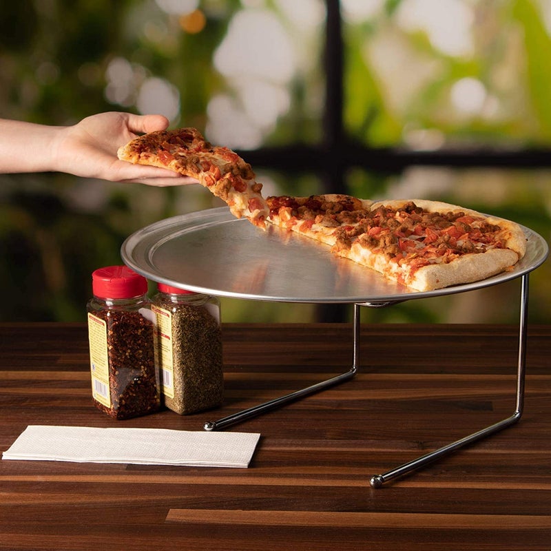 INDIAN DECOR 61109 Pizza Stand 2-Pack - Metal Tabletop Pizza Pan Serveware Display Riser Supply Multi-Pack for Restaurant Food, Pizzeria, Bars, Dessert Trays, and Appetizers - Image 5