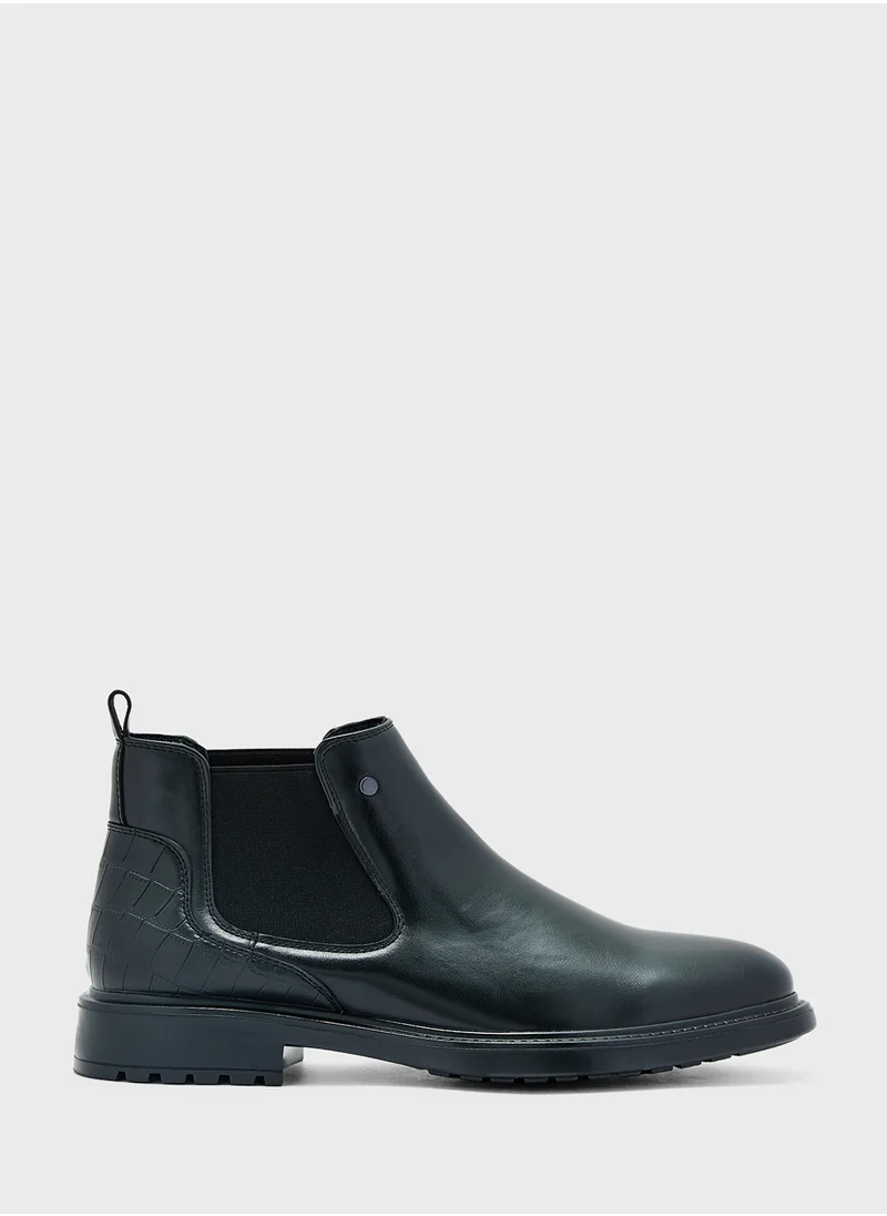 روبرت وود Croc Emboss Detail Chelsea Boots