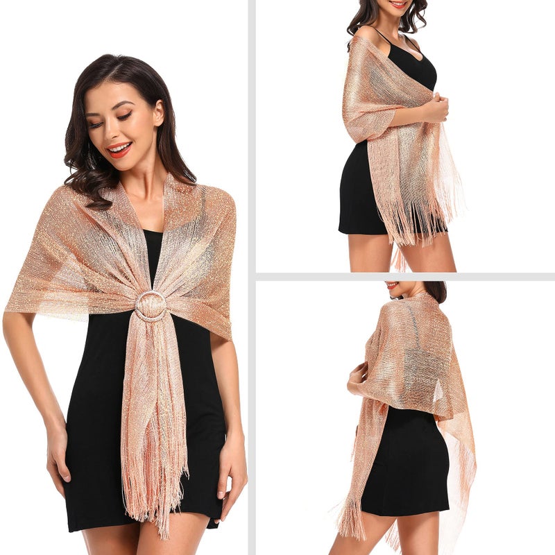 vimate Evening Dress Shawls and Wraps, Summer Thin Pashmina Scarf Shawl Wrap for Evening Party Dresses(Salmon) - Image 3