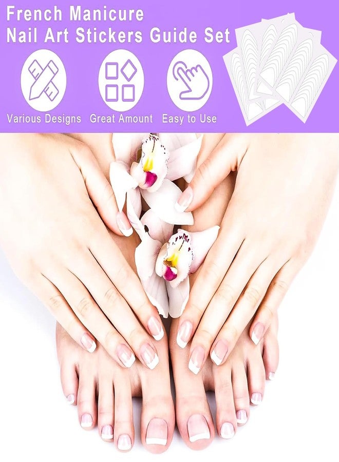 HYWWPFLAY 1980 Pieces French Tip Nail Guides Smile Line Stickers Moon Shape Nails Design Nail Stencils Self-Adhesive French Nail Stickers French Manicure Strips Tool Nail Tape (60 Sheets) - Image 4