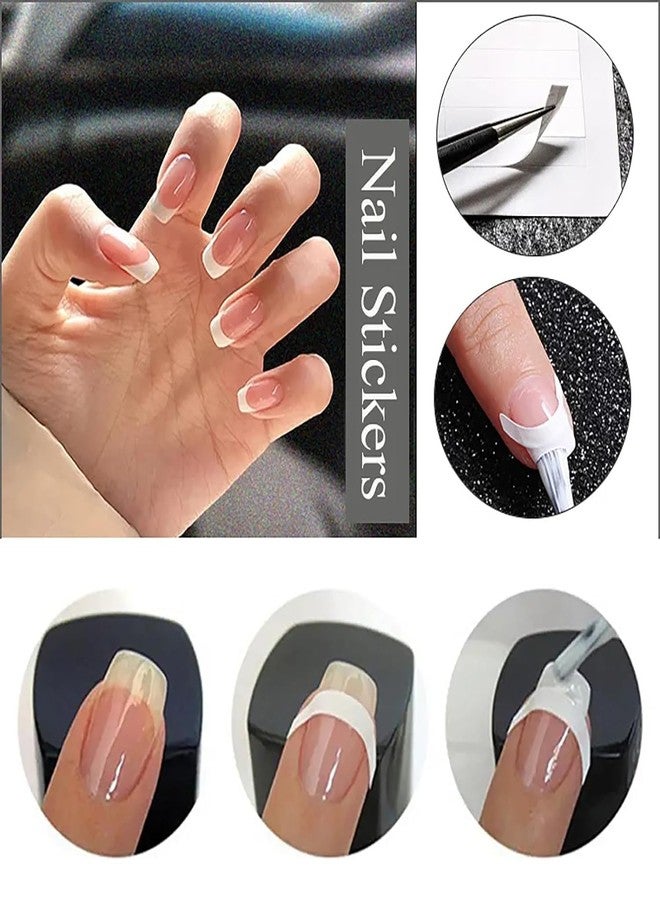 HYWWPFLAY 1980 Pieces French Tip Nail Guides Smile Line Stickers Moon Shape Nails Design Nail Stencils Self-Adhesive French Nail Stickers French Manicure Strips Tool Nail Tape (60 Sheets) - Image 2