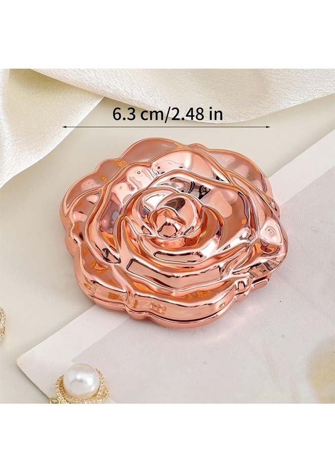 Gold Rose Flower Compact Mirror, Double Sided Pocket Makeup Mirror, Wedding Bridal Shower Party Gift Favors Set - Image 2