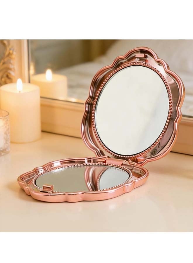 Gold Rose Flower Compact Mirror, Double Sided Pocket Makeup Mirror, Wedding Bridal Shower Party Gift Favors Set - Image 5
