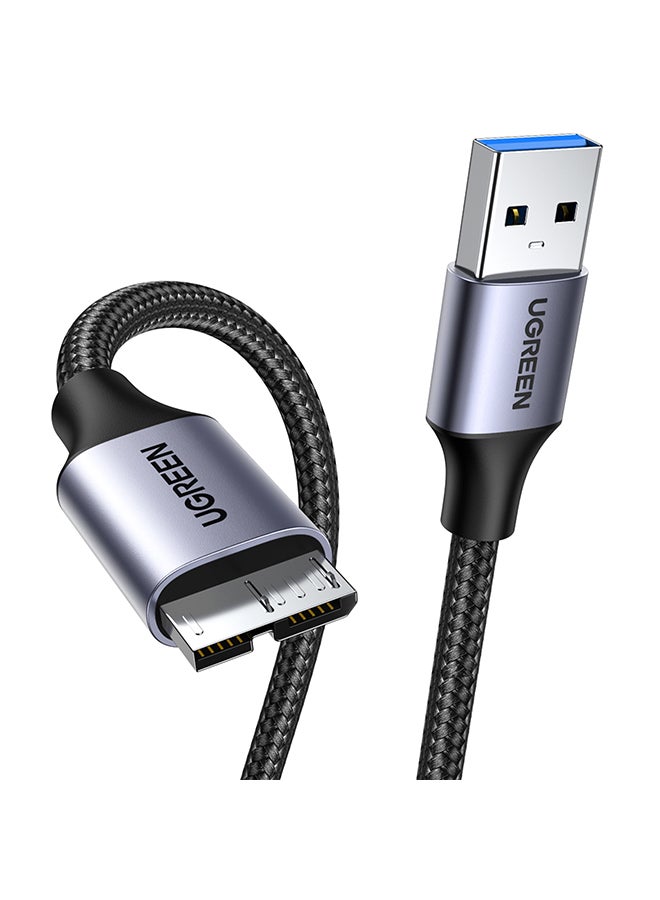 يو جرين كابل من USB-A ذكر إلى مايكرو USB3.0 B مغلف بالنايلون المضفور لمحركات الأقراص الخارجية، كما أنه متوافق مع سامسونج جالاكسي S5 ونوت 3 والكاميرات واسعة النطاق ومحركات الأقاص الصلبة وغيرها، بطول مترين - Image 1