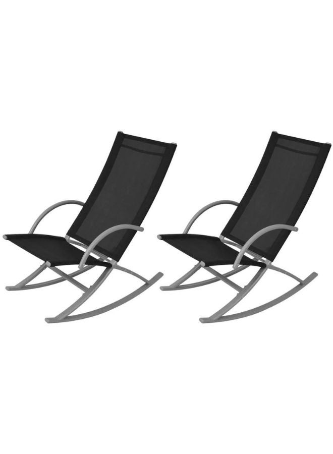 فيداكسل كراسي هزاز الحديقة 2 PCS الصلب والنص الأسود  - Image 1