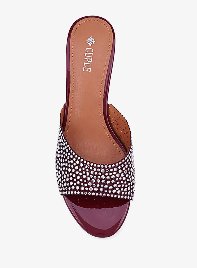 Cuple Maroon Elegant heel slippers designed for a chic look. for Women | Best Price UAE