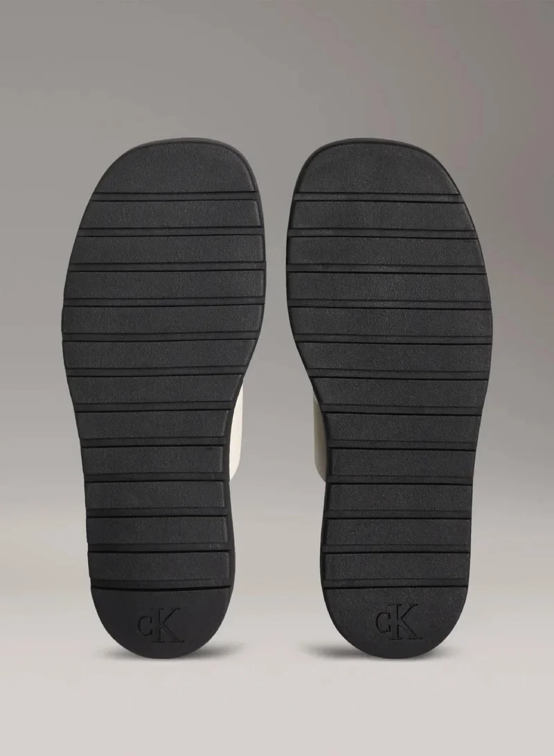 Calvin Klein Jeans Eggshell/Black Leather Sandals for Women | Best Price UAE