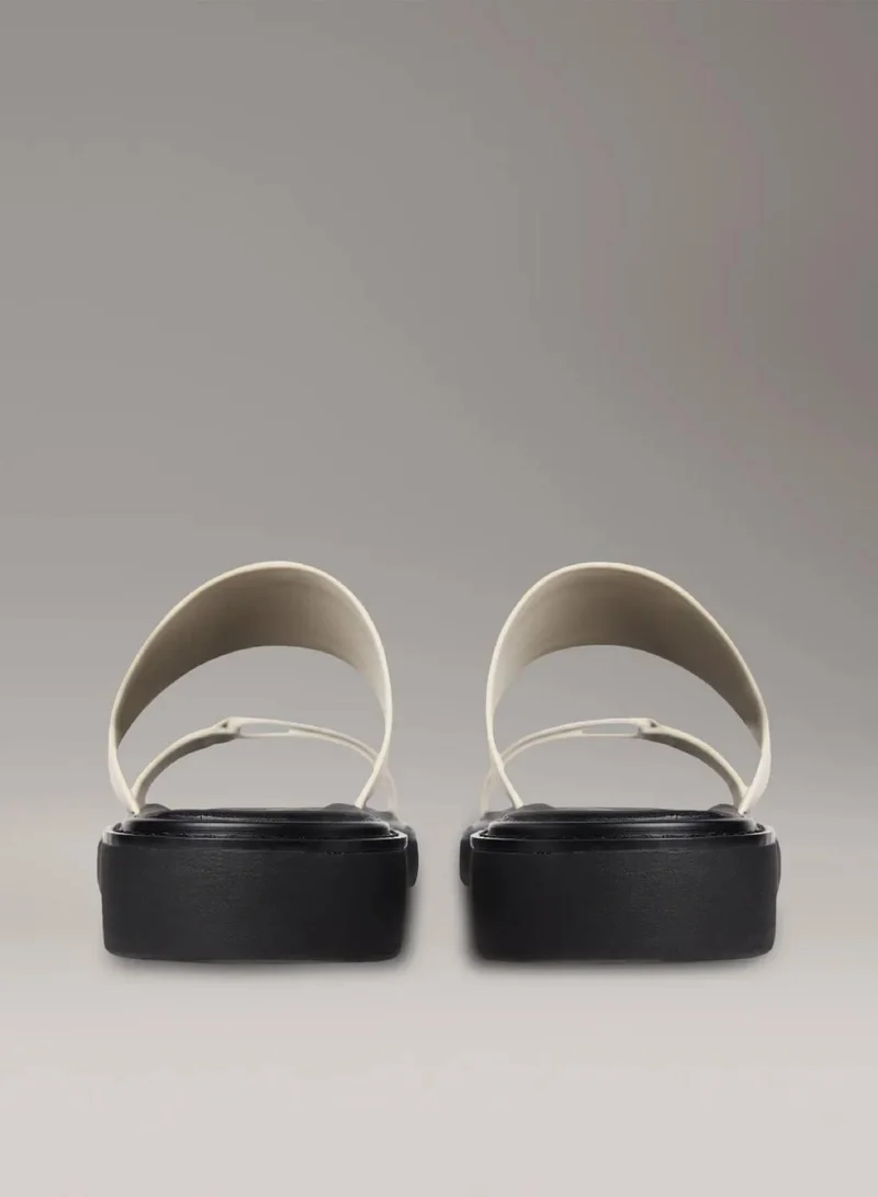 Calvin Klein Jeans Eggshell/Black Leather Sandals for Women | Best Price UAE