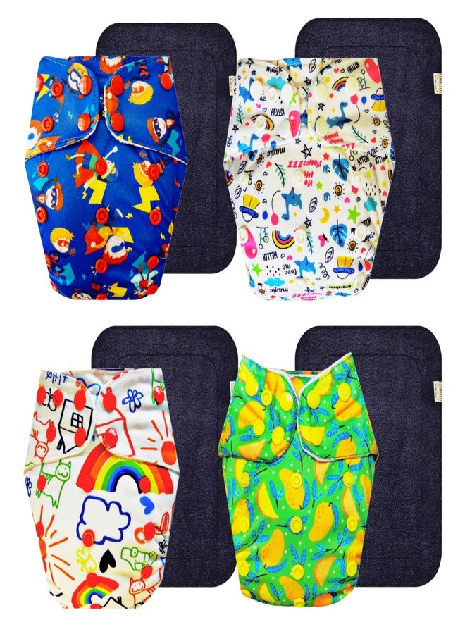 Dumbledo Premium Cloth Diaper with Black Insert (Pack of 4) | Snug Fit | Breathable | Easy to Clean | Perfect for Indian Summers | 3 Months - 3 Years | Unisex Baby - Image 1