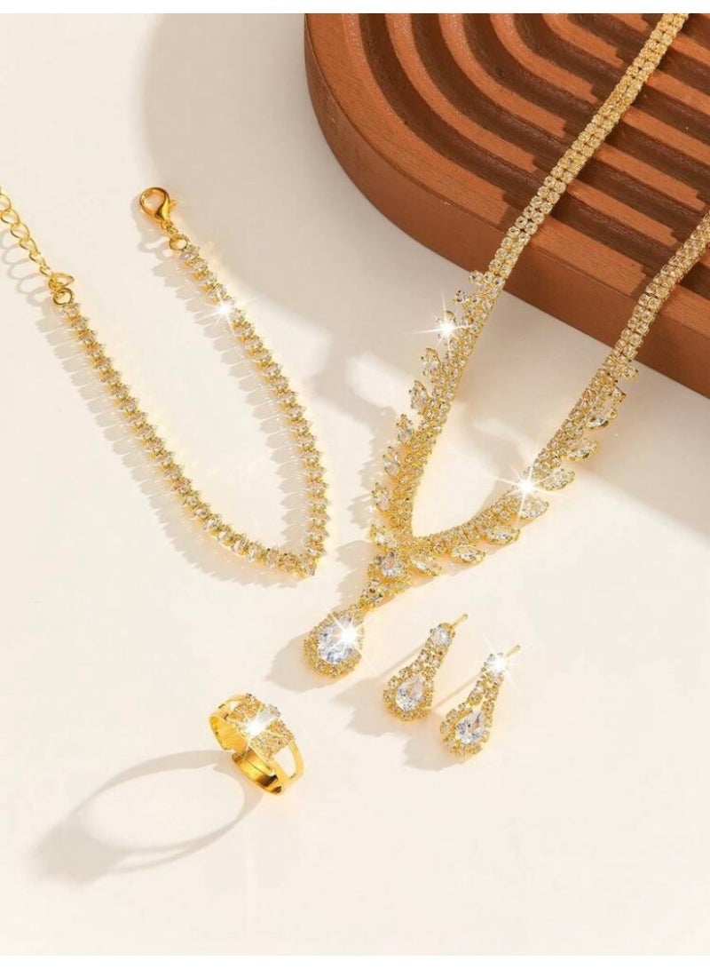 JewelryPalace Amazing Trendy Women's Zirconia Necklace And Earrings And Bracelet And Ring Jewellery Set - Image 4