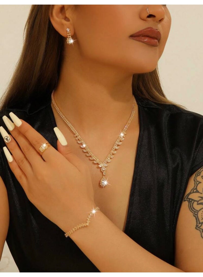 JewelryPalace Amazing Trendy Women's Zirconia Necklace And Earrings And Bracelet And Ring Jewellery Set - Image 1