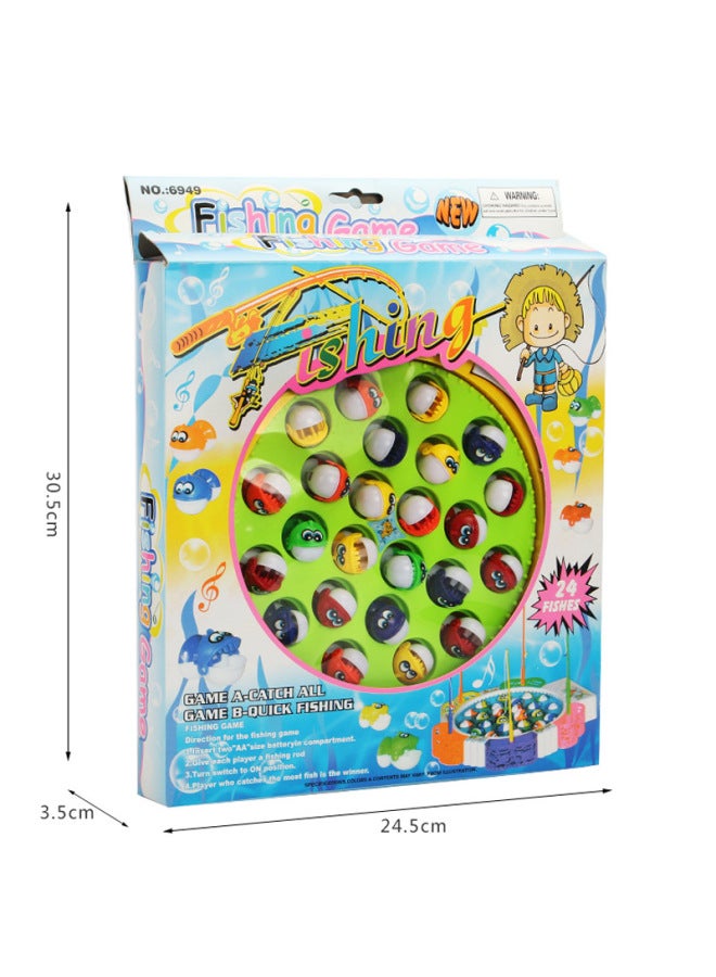 Children's Electric Fishing Toy Rotating Fishing Plate Building Blocks Set Educational Parent-Child Interactive Toys 45/25/15 Fish-Color:6949 Electric Fishing (24) - Image 1