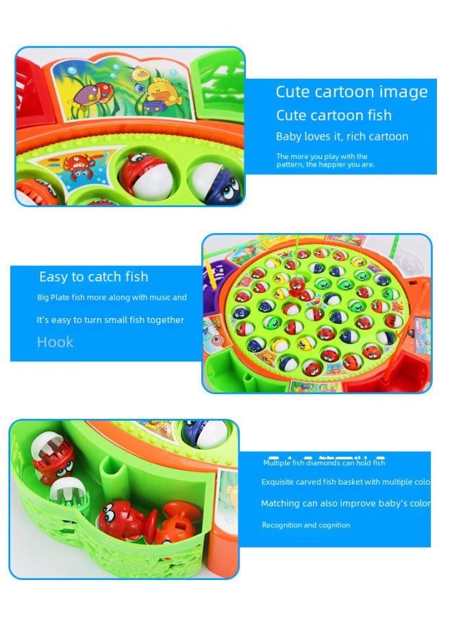 Children's Electric Fishing Toy Rotating Fishing Plate Building Blocks Set Educational Parent-Child Interactive Toys 45/25/15 Fish-Color:6949 Electric Fishing (24) - Image 4