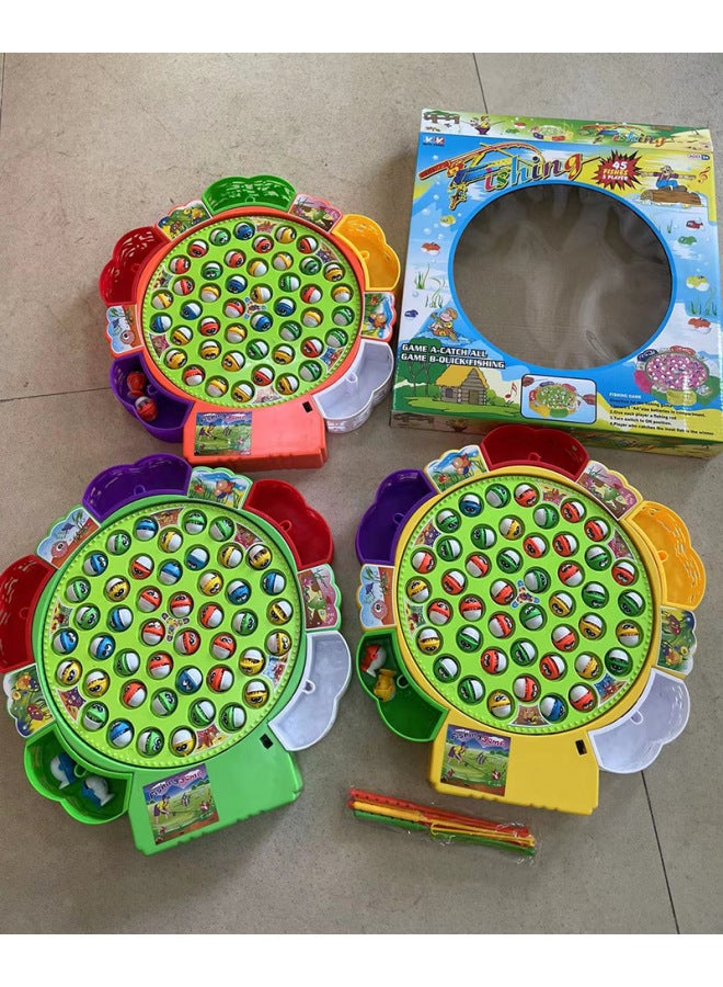 Children's Electric Fishing Toy Rotating Fishing Plate Building Blocks Set Educational Parent-Child Interactive Toys 45/25/15 Fish-Color:6949 Electric Fishing (24) - Image 3
