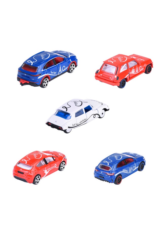 Majorette French Touch Diecast Giftpack, 5 Metal Toy Cars, 1:64 Scale French Edition Vehicles with Paris-Inspired Designs, Freewheel, 7.5 cm, Ages 3+ - Image 1