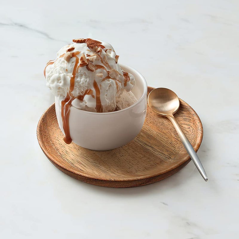 IQCWOOD Wooden Dinner Plates  6 Inch Round Wood Plates Set of 4  Acacia Wooden Plates Round Tray Easy Cleaning Serving Platter for Food Dessert Salad Plate Fruit Platters - Image 3