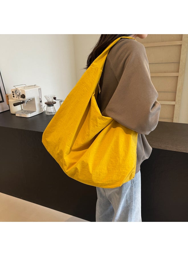 Japanese Style Fashionable Casual Canvas Tote Bag Women's 2025 Arrival Trendy All-match Large Capacity Underarm Bag Commuter Shoulder Bag-Color:Black - Image 2