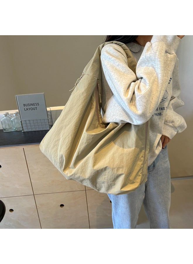 Japanese Style Fashionable Casual Canvas Tote Bag Women's 2025 Arrival Trendy All-match Large Capacity Underarm Bag Commuter Shoulder Bag-Color:Black - Image 3
