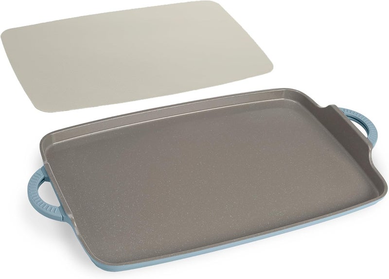 Goodful AllinOne Double Burner Griddle Ceramic Nonstick Durable Cast Aluminum Oven Safe and Dishwasher Safe Made without PFAS PFOA PFOS  PTFE 18Inch x 11Inch Blue Mist - Image 2