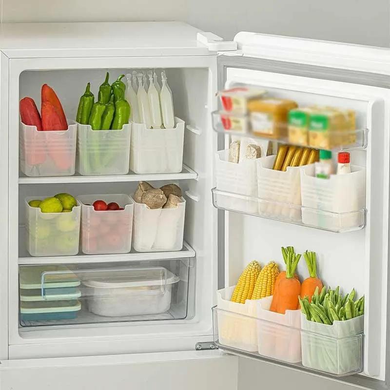 Refrigerator Storage Bin 10x8.5x11 Cm Crystal-Clear Transparency - Smooth Edges Space Saving Organized Fridge Bin for Vegetable Storage - Image 3