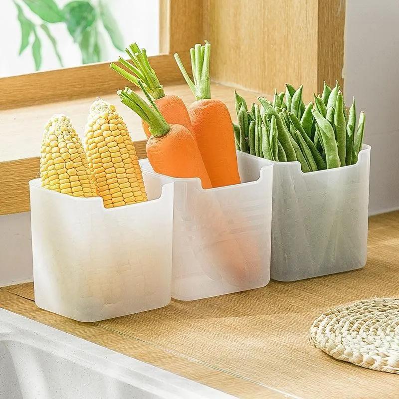 Refrigerator Storage Bin 10x8.5x11 Cm Crystal-Clear Transparency - Smooth Edges Space Saving Organized Fridge Bin for Vegetable Storage - Image 5