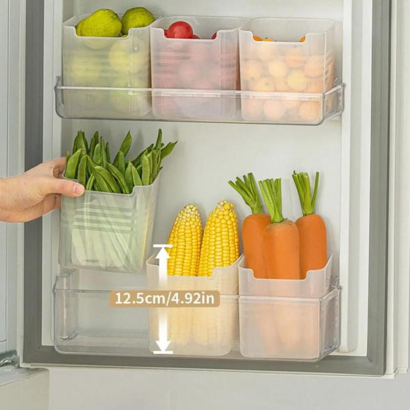 Refrigerator Storage Bin 10x8.5x11 Cm Crystal-Clear Transparency - Smooth Edges Space Saving Organized Fridge Bin for Vegetable Storage - Image 1