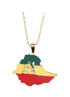 Brass Gold Plated Ethiopia Map Outlined Pendant Necklace