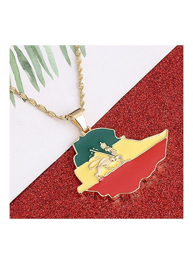 NIBEMINENT - Brass Gold Plated Ethiopia Map Outlined Pendant Necklace - Image 1