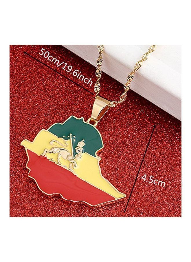 NIBEMINENT - Brass Gold Plated Ethiopia Map Outlined Pendant Necklace - Image 1