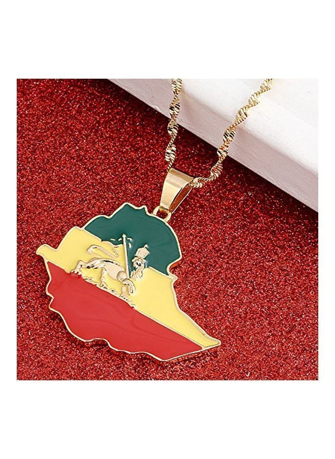 NIBEMINENT - Brass Gold Plated Ethiopia Map Outlined Pendant Necklace - Image 1