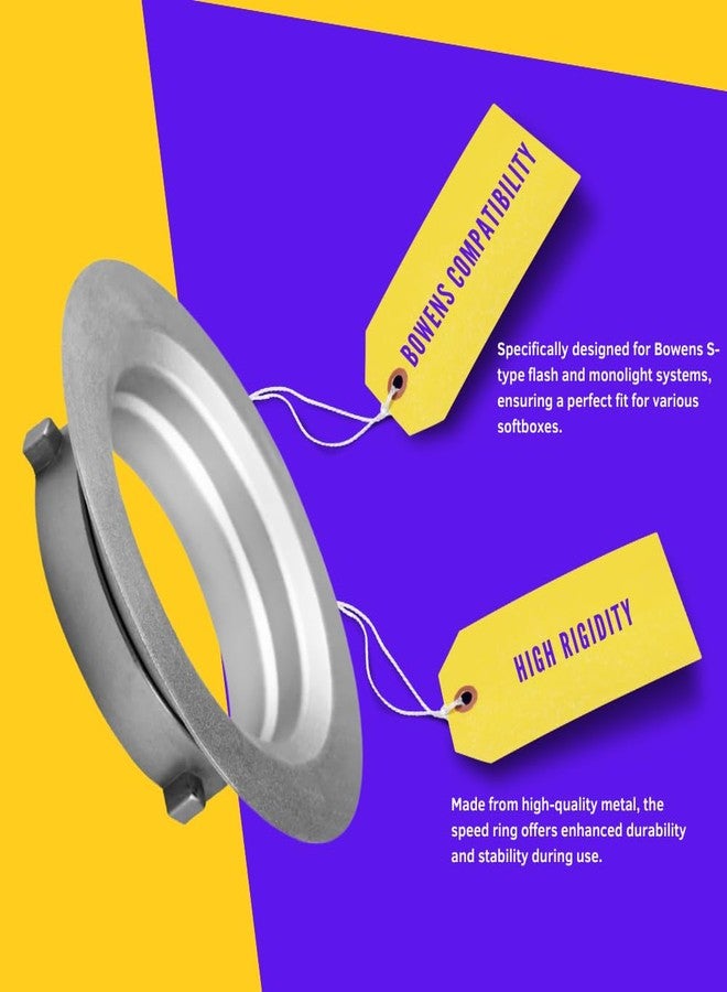 Fotoconic 152mm / 6 Inch Diameter Speed Ring Adapter Flange Speedring Softbox Soft Box for Bowens S Flash/Monolight - Image 4