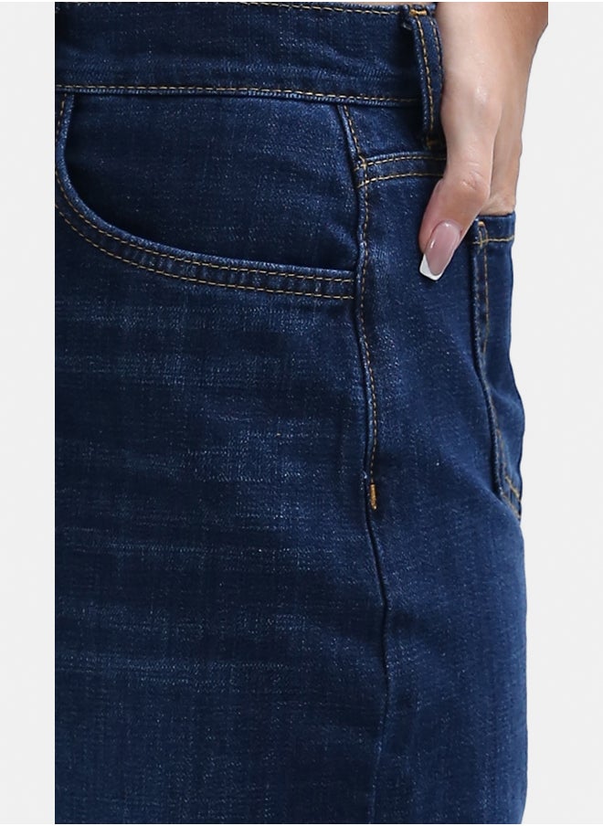 RAVIN Dark Jeans Blue Casual Wide Leg Jeans With Five Pockets  - Image 3