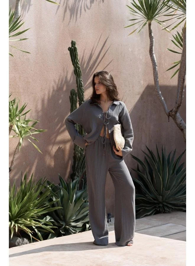 Bali Beaded Anthracite Muslin Set.