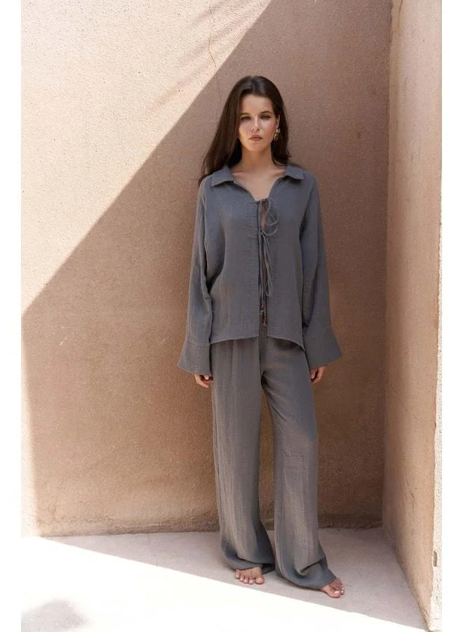 Bohemai  Bali Beaded Anthracite Muslin Set. for Women | Best Price UAE
