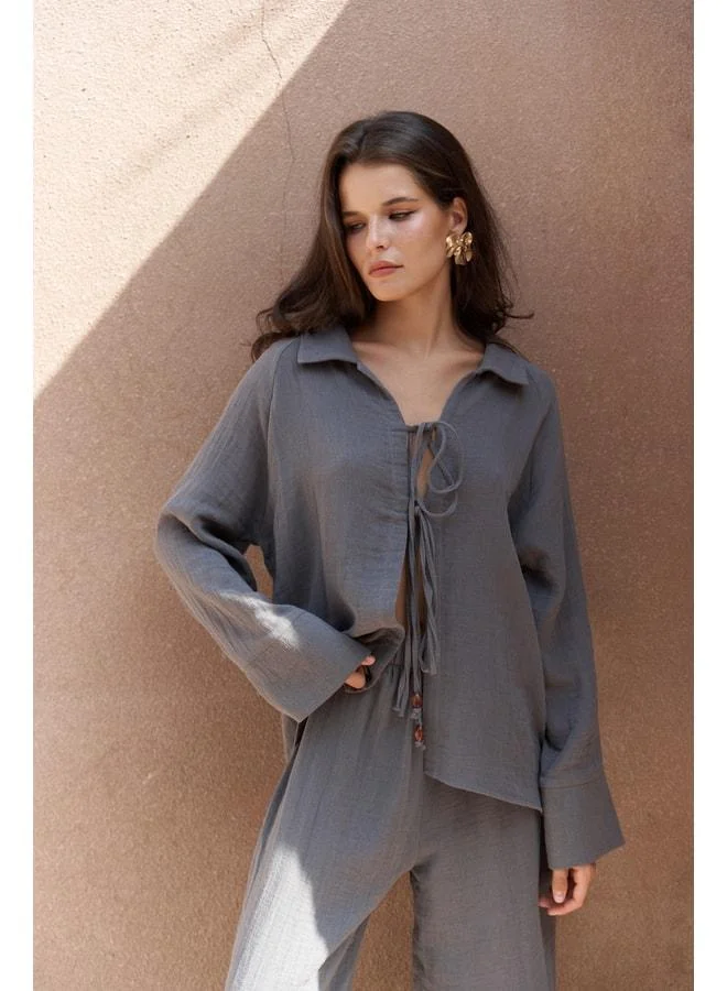 Bohemai  Bali Beaded Anthracite Muslin Set. for Women | Best Price UAE
