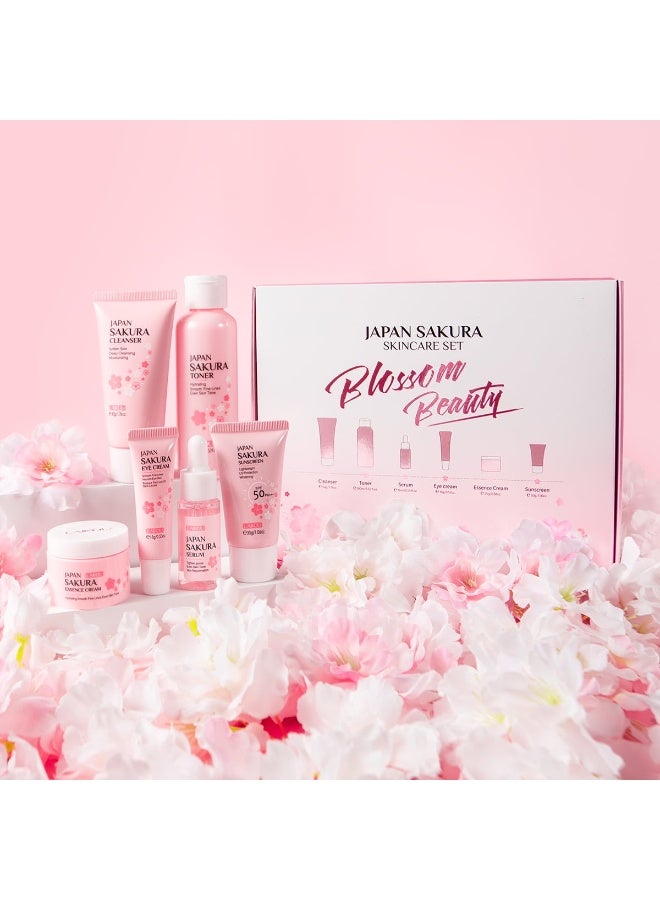 Laikou Laikou Japan Sakura Face Care Set - 6 in 1 | Skin Whitening, Moisturizing, Pore Tightening & Even Tone | Daily Routine Set with SPF 50 Sunscreen | Original Japanese Sakura Extract  - Image 3