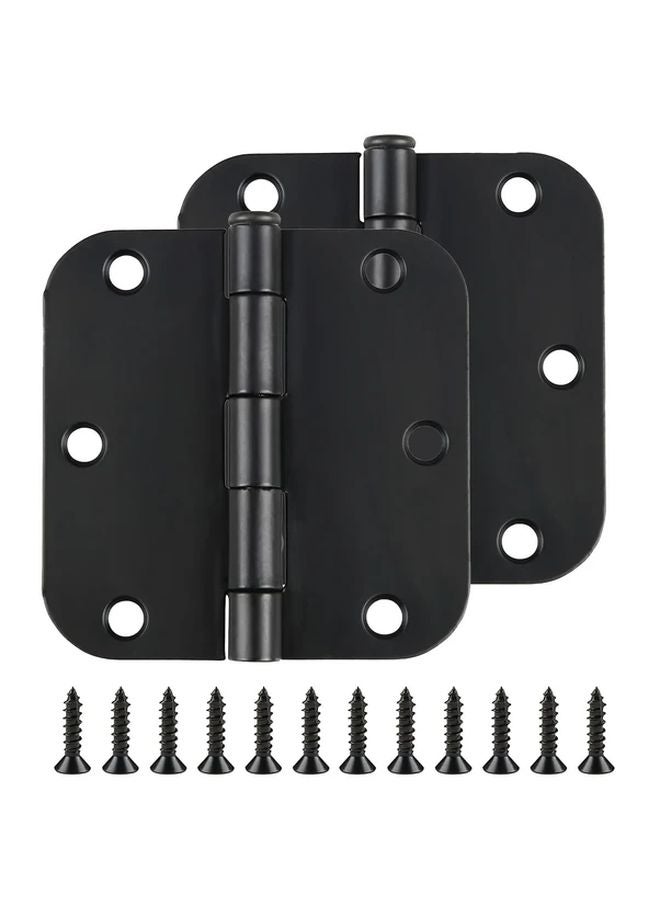 4pcs Matte Black Door Hinges 3.5 Inch 5 8 Inch Radius Interior Flat Iron Bifold Hardware - Image 1
