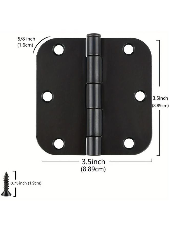 4pcs Matte Black Door Hinges 3.5 Inch 5 8 Inch Radius Interior Flat Iron Bifold Hardware - Image 2