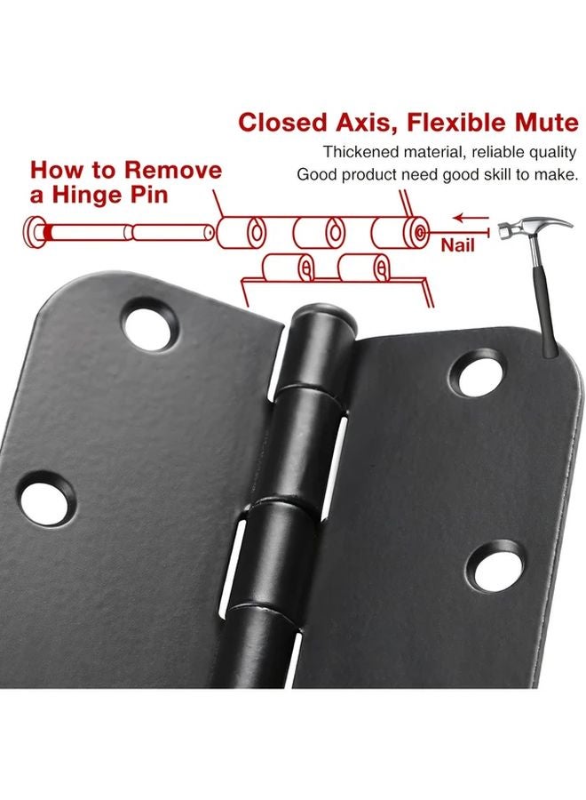 4pcs Matte Black Door Hinges 3.5 Inch 5 8 Inch Radius Interior Flat Iron Bifold Hardware - Image 3