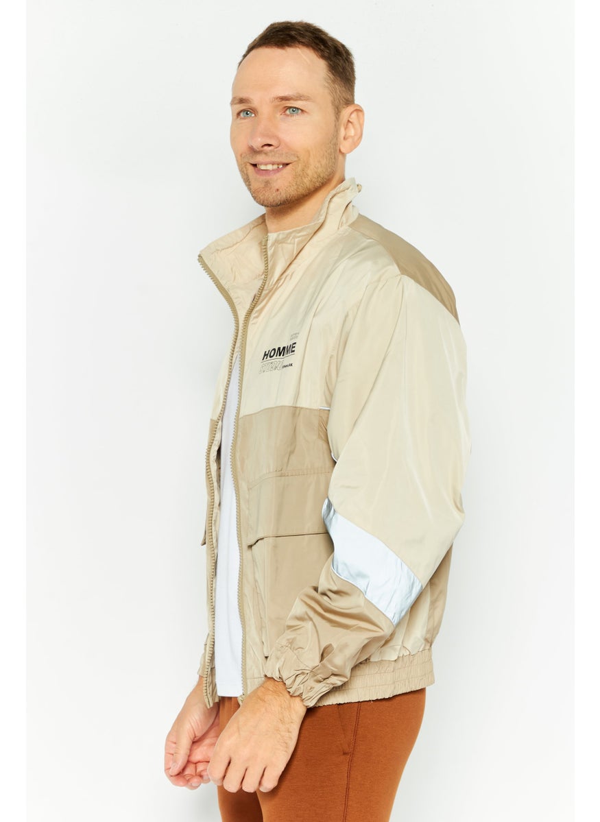 Selected Homme Men Two-Toned Windbreaker Jacket, Beige Combo  - Image 3