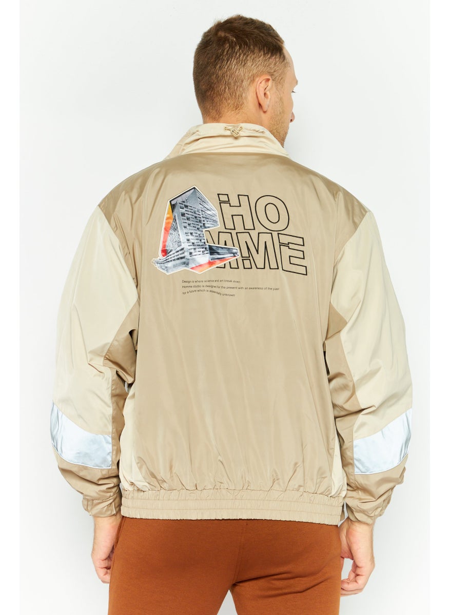 Selected Homme Men Two-Toned Windbreaker Jacket, Beige Combo  - Image 4