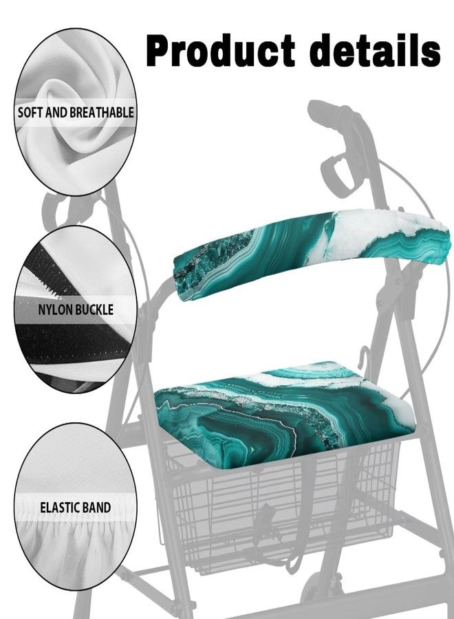 Vanideaoty Marbler Rollator Seat and Back Rest Covers Easy to Install Drive Rollator Accessories with Elastic Band Walker Accessories for Seniors with Seat Gift Covers - Image 5