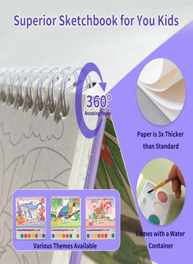 Cavnewt Watercolor Coloring Books for Kids Ages 4-8, Mess Free Watercolor Painting Book, Paint with Water Books for Toddlers, Travel Activities Arts Party Favors Birthday Gifts for Kids Girls & Boys - Image 3