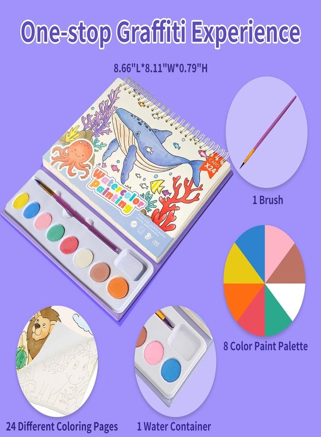 Cavnewt Watercolor Coloring Books for Kids Ages 4-8, Mess Free Watercolor Painting Book, Paint with Water Books for Toddlers, Travel Activities Arts Party Favors Birthday Gifts for Kids Girls & Boys - Image 2