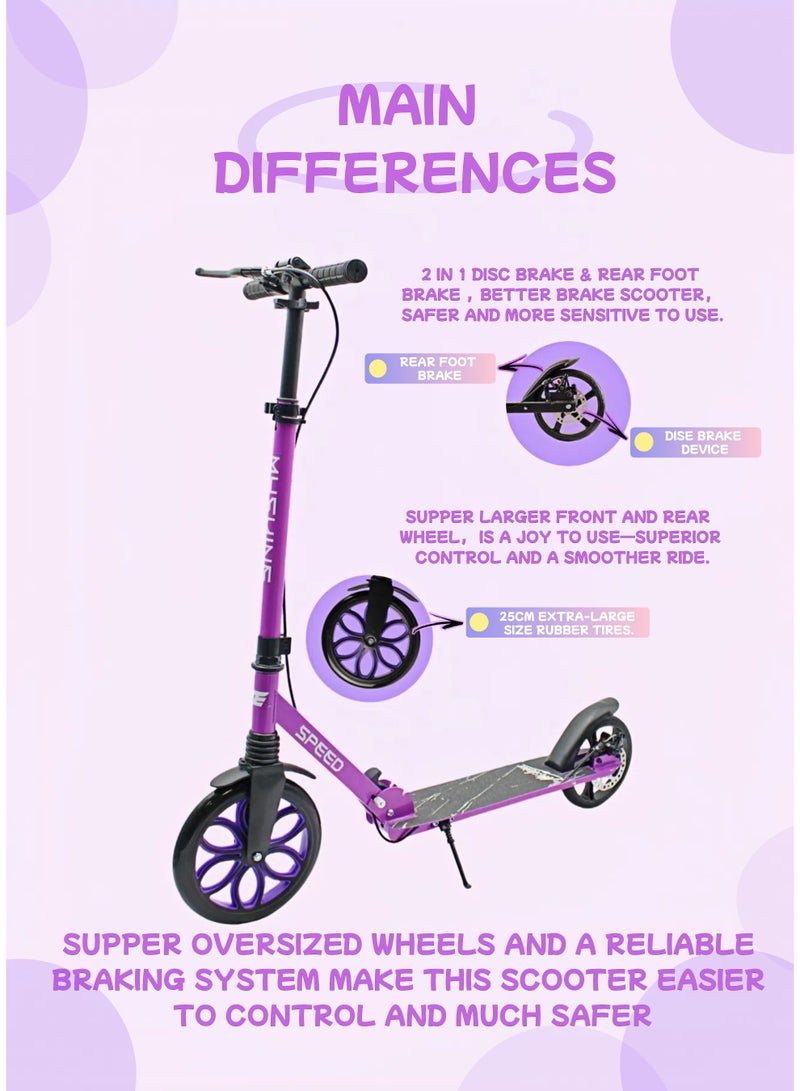 EASY FUTURE Adjustable Kick Scooter for Children 7–14, Foldable Design with Big Wheels, Handle & Rear Foot Brake - Image 2
