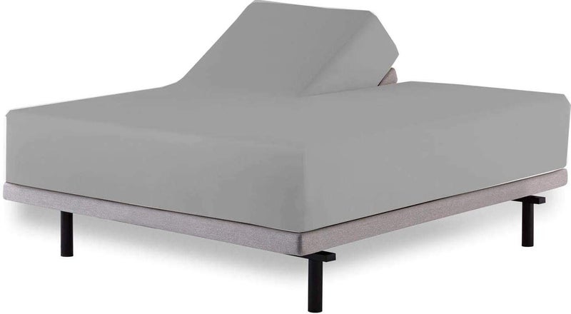 MyGiza Sheets Top Split King Sheets Sets for Adjustable Bed-Sheets for Sleep Number Beds  Split Top King-King 34"" Top Split King Sheets -4 Pcs Set Split Top King Sheets 100% Giza Cotton(Light Grey)  - Image 1