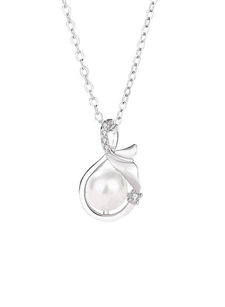 Original Mermaid Tail Pearl Necklace Female Sterling Silver 925 Fashion Light Luxury High-End Clavicle Chain Simple Niche Pendant - Image 1