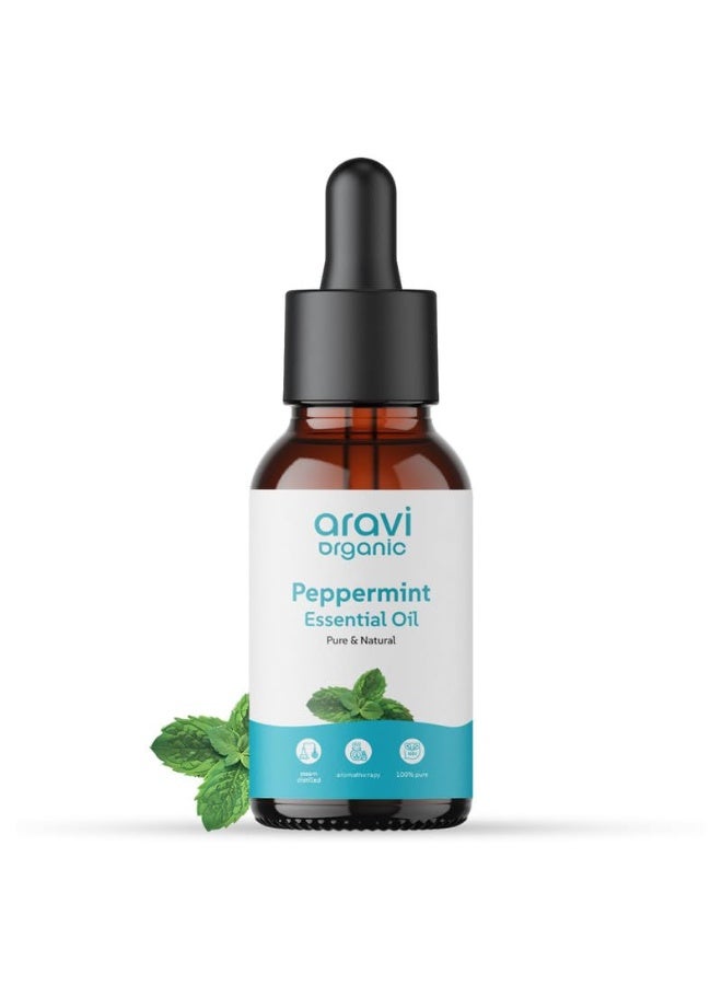 Aravi Organic Peppermint Essential Oil For Skin & Hair Growth, Hair Fall Control, Scalp - 100% Pure & Natural and Undiluted - 15 ml - Image 1