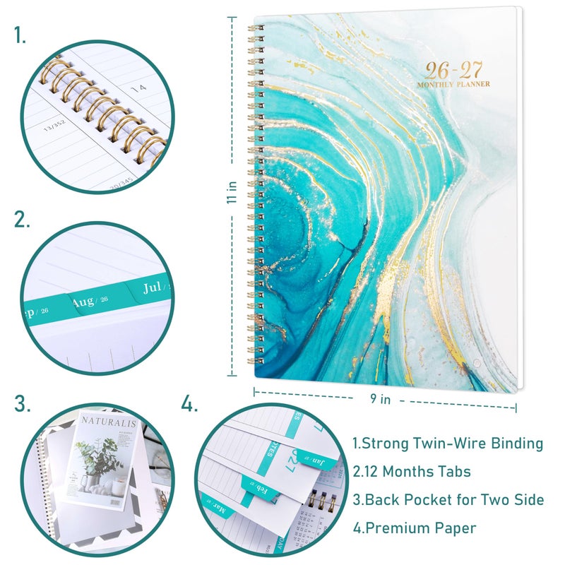 BooQool 2026-2027 Monthly Planner/Calendar - July 2026 - December 2027, Monthly Planner 2026-2027, 18 Months Planner with Tabs & Note Pages, 9" x 11", Twin-Wire Binding and Two-Side Pocket, Perfect Organizer - Image 5